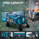 Portal Festival Beach Trolley with Brakes - Wide Wheels 300L Camping Trolley Cart with Adjustable Tailgate - Heavy Duty Folding Wagon for Garden Event